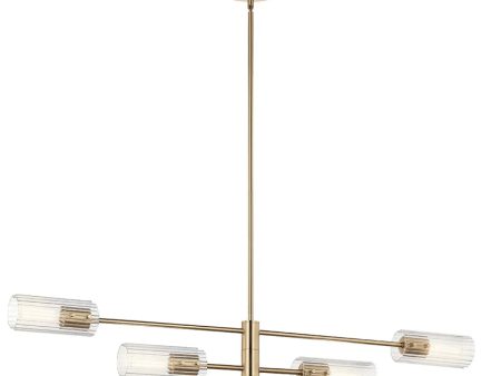 Velestino 47  4-Light Linear Chandelier, Champagne Bronze Finish For Discount