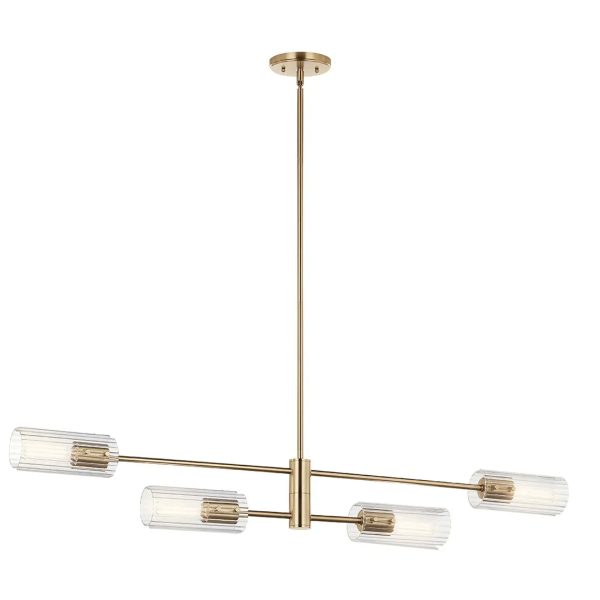 Velestino 47  4-Light Linear Chandelier, Champagne Bronze Finish For Discount