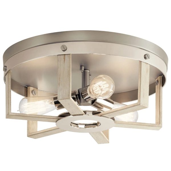 Peyton 16  3-Light Flush Mount Light, White Washed Wood Finish Sale