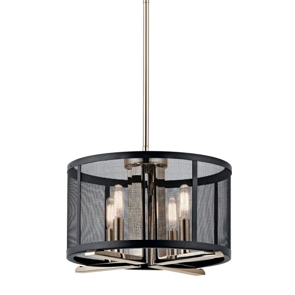 Titus 15  4-Light Convertible Pendant Light, Polished Nickel Finish Online Sale