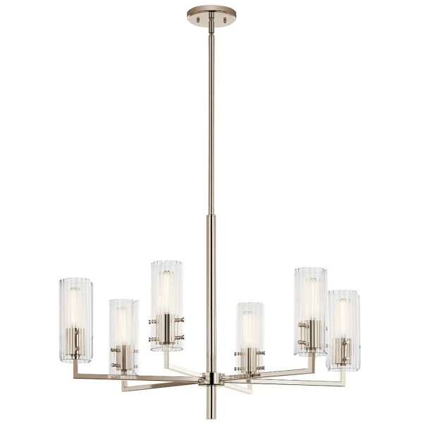 Velestino 30  6-Light Chandelier, Polished Nickel Finish Sale