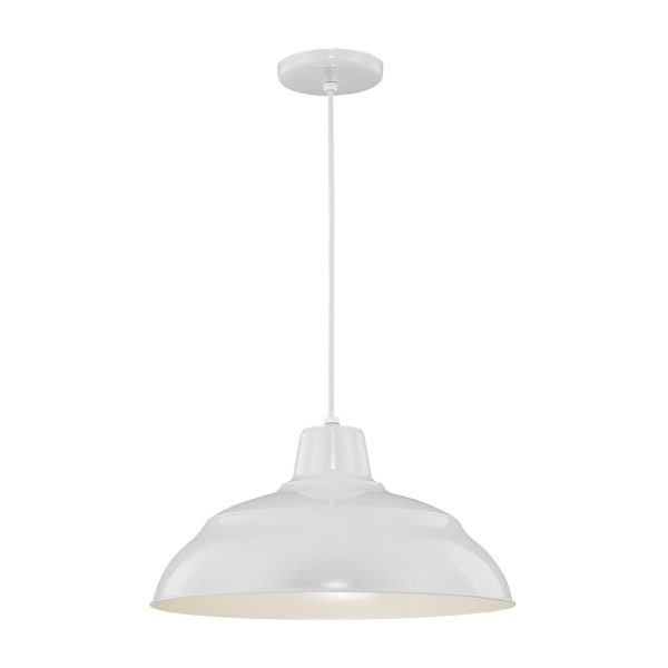 R Series 17  Cord Hung Warehouse Pendant Light White Finish Hot on Sale