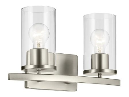 Crosby 15  2-Light Vanity Light with Clear Glass, Brushed Nickel Finish Cheap