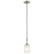 Shailene 11  1-Light Mini Pendant Light with Clear Satin Etched Glass, Brushed Nickel Finish For Cheap