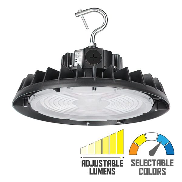 UFO High Bay LED Light, 48000 Lumens, 240 280 320W, 35K 40K 50K, 120-347V, Black For Sale