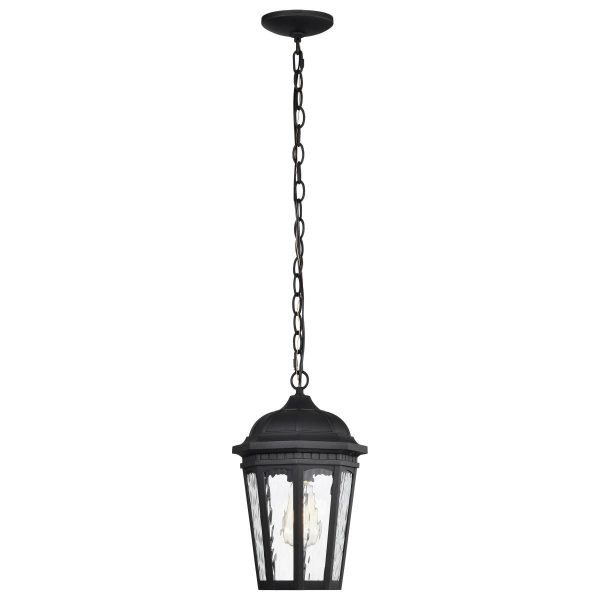 East River 15  Outdoor Hanging Light, Matte Black Finish For Discount