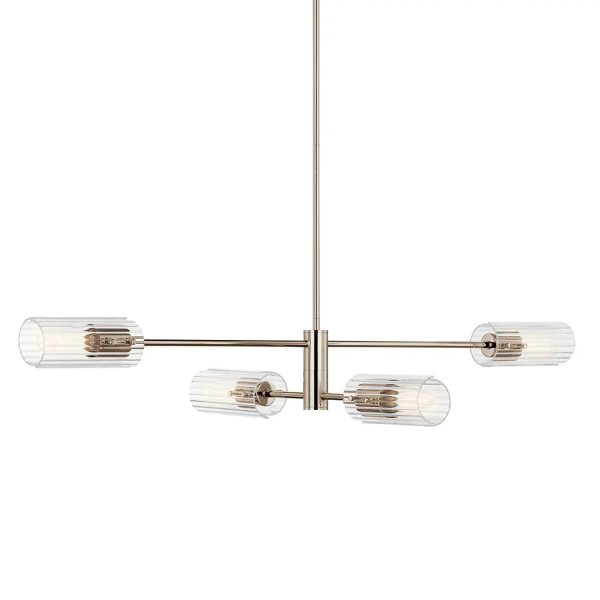 Velestino 47  4-Light Linear Chandelier, Polished Nickel Finish Hot on Sale