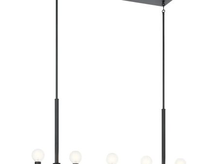 Torvee 41  5-Light Linear Chandelier, Black Finish Hot on Sale