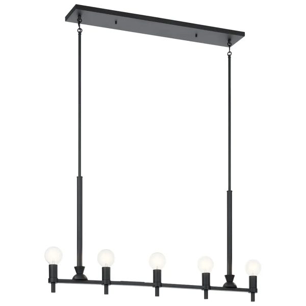 Torvee 41  5-Light Linear Chandelier, Black Finish Hot on Sale