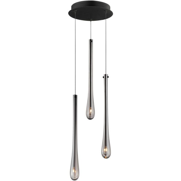 Stillo 10 in. 3 Lights LED Pendant Light Black finish For Sale