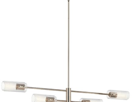 Velestino 47  4-Light Linear Chandelier, Polished Nickel Finish Hot on Sale