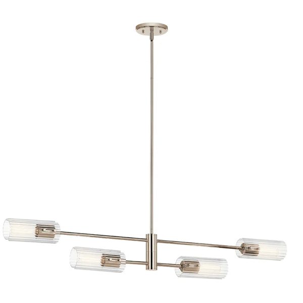 Velestino 47  4-Light Linear Chandelier, Polished Nickel Finish Hot on Sale