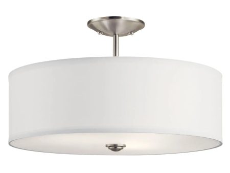 Shailene 18  3-Light Round Semi-Flush Mount, Brushed Nickel Finish Online now