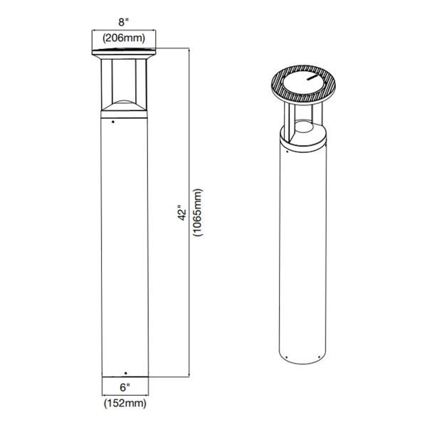 42  Round LED Bollard Light, 16 20 24W, 30K 40K 50K, White, 120-347V, 360&deg Distribution Fashion