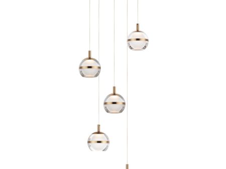 Swank 15 in. 5 Lights LED Pendant Light Brass finish Fashion