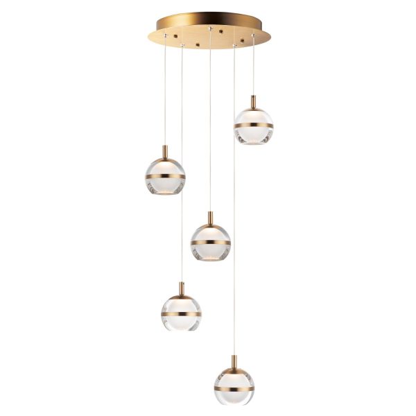 Swank 15 in. 5 Lights LED Pendant Light Brass finish Fashion