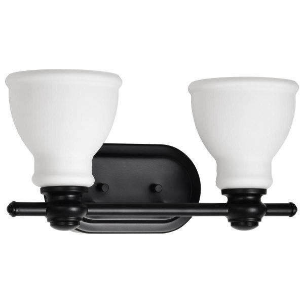 Russel Bathroom Vanity Light, Matte Black Finish For Sale