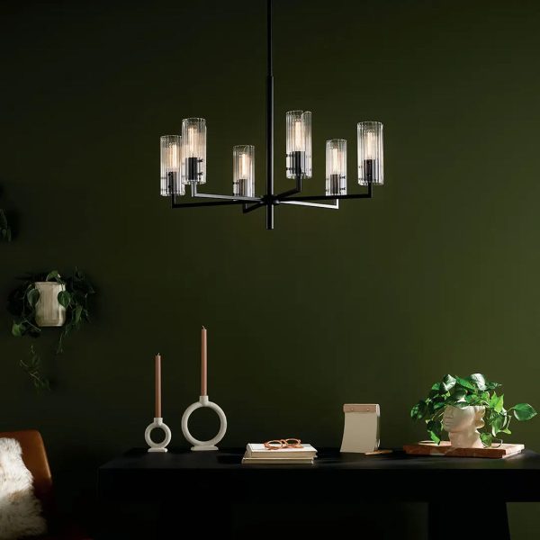 Velestino 30  6-Light Chandelier, Black Finish Fashion