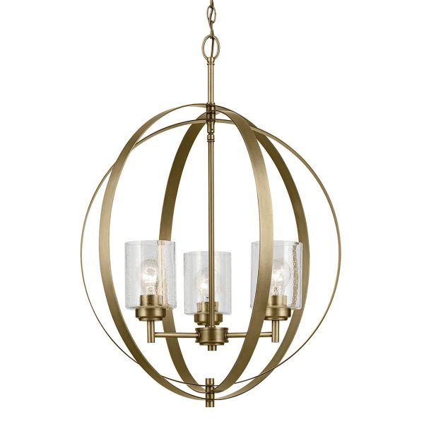 Winslow 31  3-Light Chandelier, Natural Brass Finish For Discount