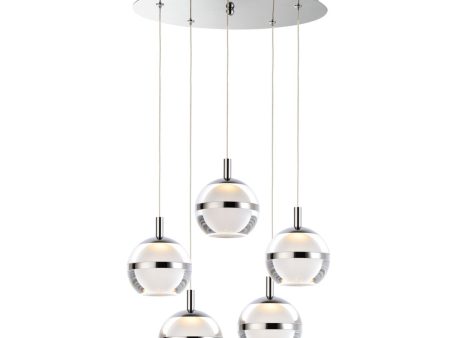 Swank 15 in. 5 Lights LED Pendant Light Chrome finish Supply