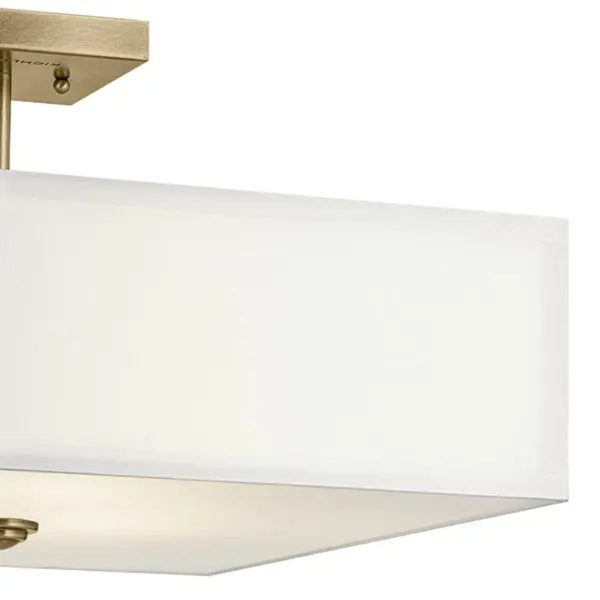 Shailene 18  3-Light Square Semi-Flush Mount, Natural Brass Finish Online