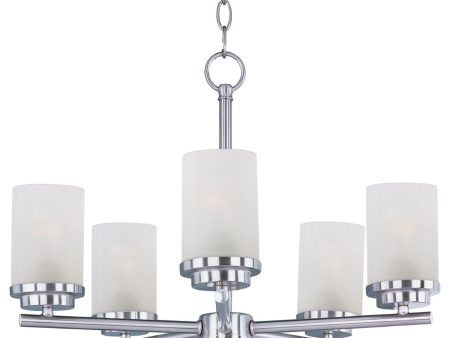 Corona 22 in. 5 Lights Chandelier Satin Nickel Finish Frosted Glass Sale