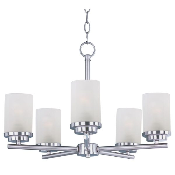 Corona 22 in. 5 Lights Chandelier Satin Nickel Finish Frosted Glass Sale