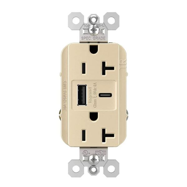 Legrand TR20USBAC6 Tamper Resistant 20A Duplex Receptacle with USB Type A C Sale