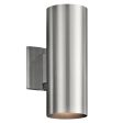 12 Inch  2 Lights Up Down Cylinder Outdoor Wall Light Brushed Aluminum Finish For Discount