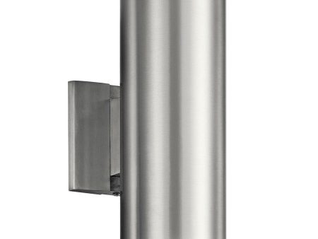 12 Inch  2 Lights Up Down Cylinder Outdoor Wall Light Brushed Aluminum Finish For Discount