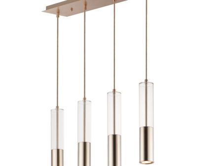 Torch 28 in. 4 Lights LED Pendant Light Satin Brass Finish Online now