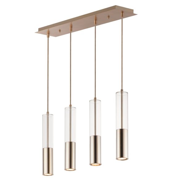 Torch 28 in. 4 Lights LED Pendant Light Satin Brass Finish Online now