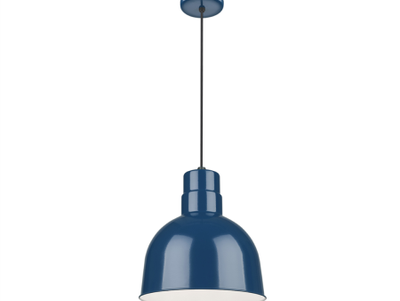 R Series 10  Cord Hung Deep Bowl Shade Pendant Light Navy Blue Finish For Cheap