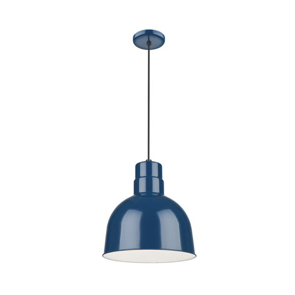 R Series 10  Cord Hung Deep Bowl Shade Pendant Light Navy Blue Finish For Cheap