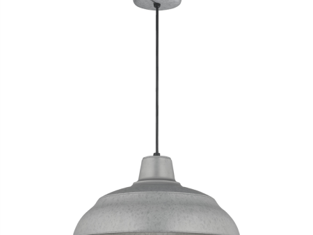 R Series 17  Cord Hung Warehouse Pendant Light Galvanized Finish Supply