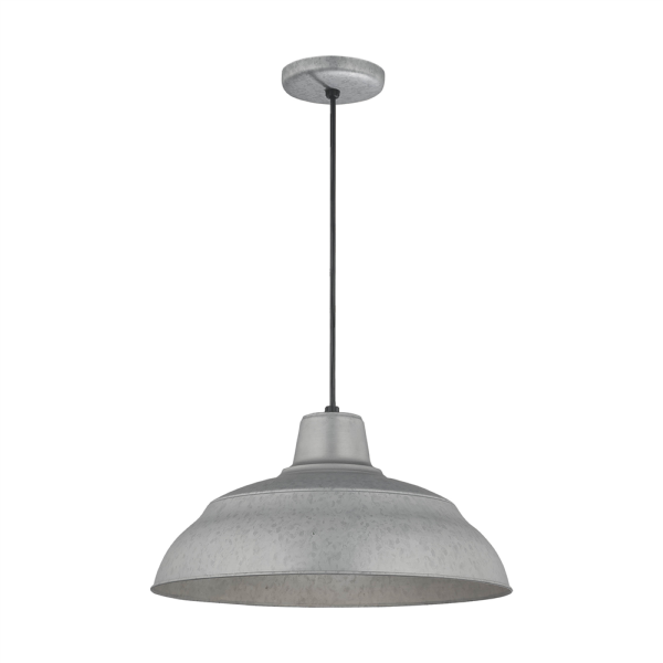 R Series 17  Cord Hung Warehouse Pendant Light Galvanized Finish Supply