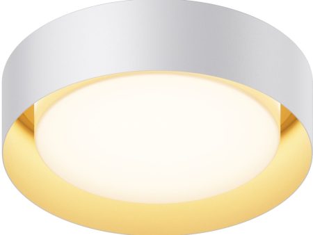 Echo 13 in. LED Flush Mount Light White Finish with Gold interior Cheap