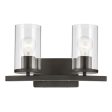 Crosby 15  2-Light Vanity Light with Clear Glass, Olde Bronze Finish Online now