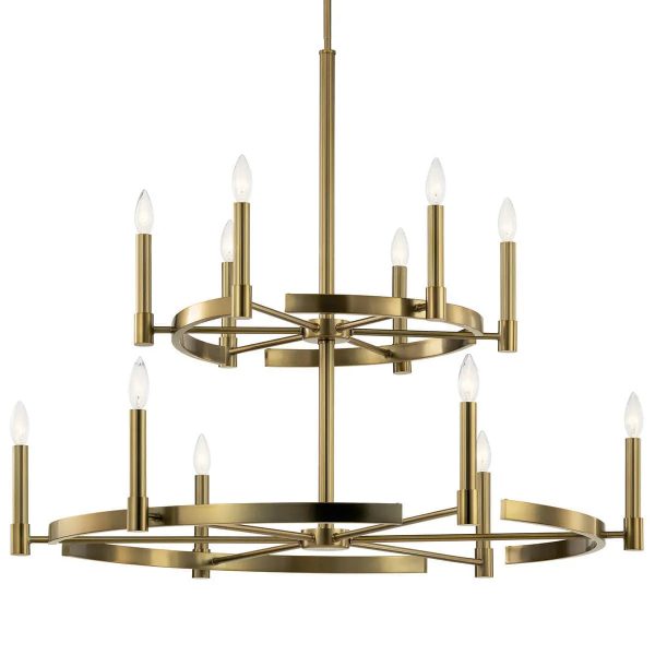 Tolani 40  12-Light Multi-Tier Chandelier, Brushed Natural Brass Finish Online Hot Sale