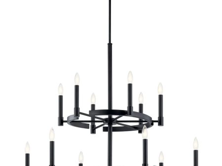 Tolani 40  12-Light Multi-Tier Chandelier, Black Finish Online Hot Sale