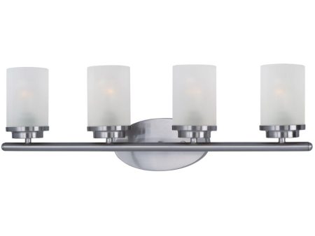 Corona 26 in. 4 Lights Vanity Light Satin Nickel Finish with frosted glass Online