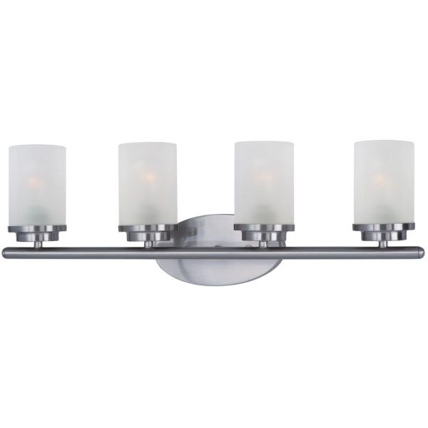 Corona 26 in. 4 Lights Vanity Light Satin Nickel Finish with frosted glass Online