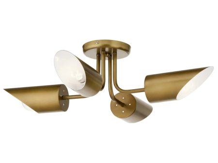 Trentino 28  4-Light Semi-flush mount Light, Brass Finish Supply