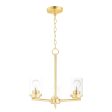 Corona 17 in. 3 Lights Chandelier Satin Brass finish Clear Glass For Sale