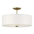 Shailene 18  3-Light Round Semi-Flush Mount, Natural Brass Finish Fashion