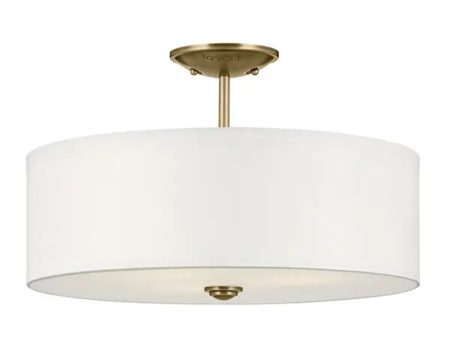 Shailene 18  3-Light Round Semi-Flush Mount, Natural Brass Finish Fashion