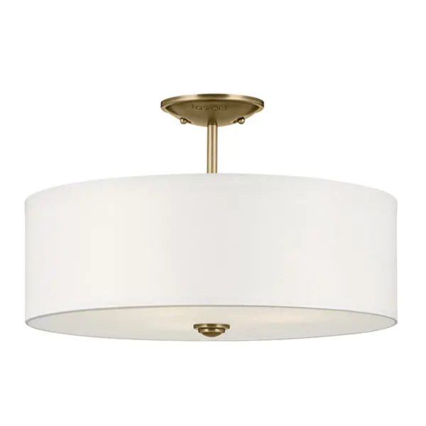 Shailene 18  3-Light Round Semi-Flush Mount, Natural Brass Finish Fashion