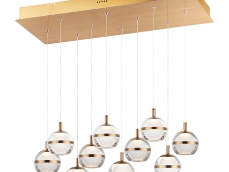 Swank 31 in. 10 Lights LED Pendant Light Brass finish Online Sale