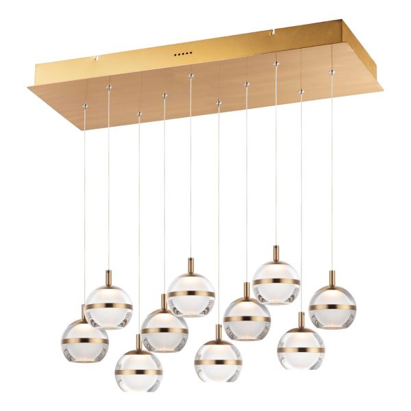 Swank 31 in. 10 Lights LED Pendant Light Brass finish Online Sale