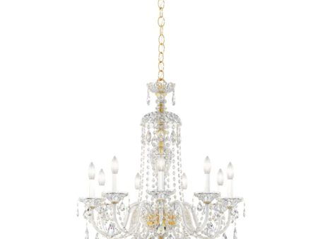 Sterling 9 Light Gold Chandelier with Clear Heritage Crystals Cheap